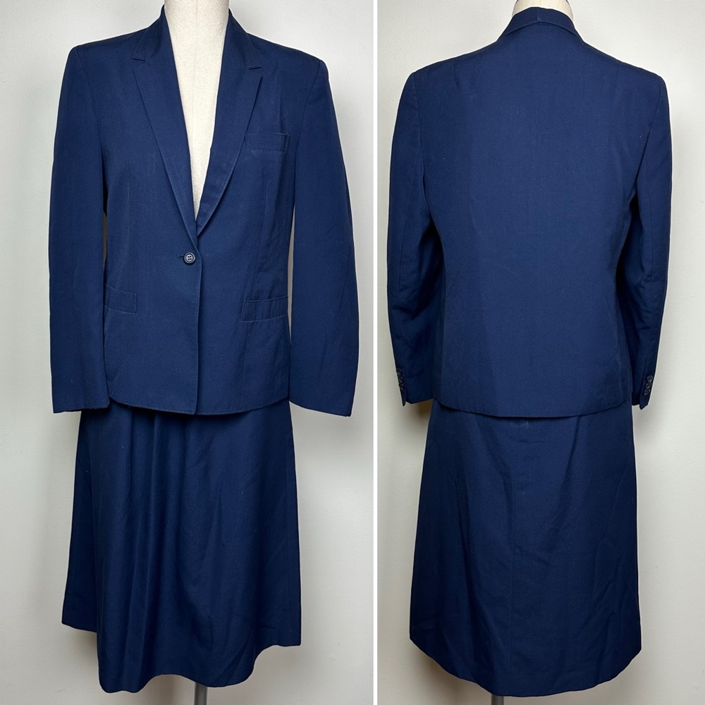 Vintage Navy Blue Skirt Suit